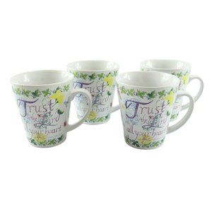 Set of 4 Lady Jayne Ltd. Trust in Lord With All Your Heart Cups Mugs 2003